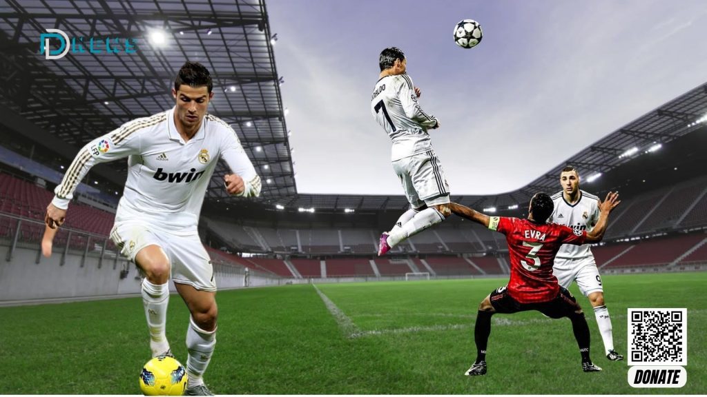 ronaldo nhảy và đi bóng