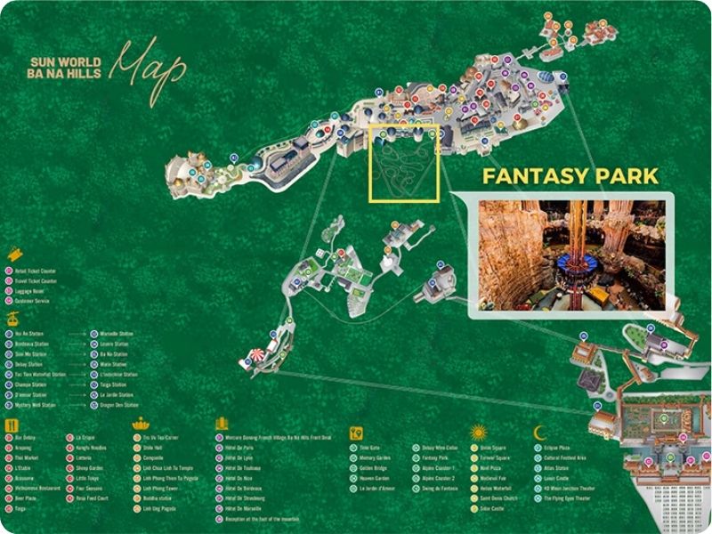 Vị trí Fantasy Park trên bản đồ Sun World Ba Na Hills (ảnh Sun World)